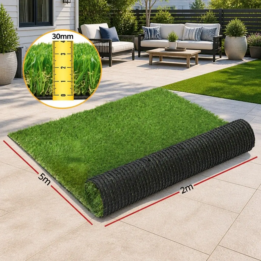 Synthetic Grass 30mm Artificial Turf Lawn 2m x 5m Fake Plant Garden Landscape
