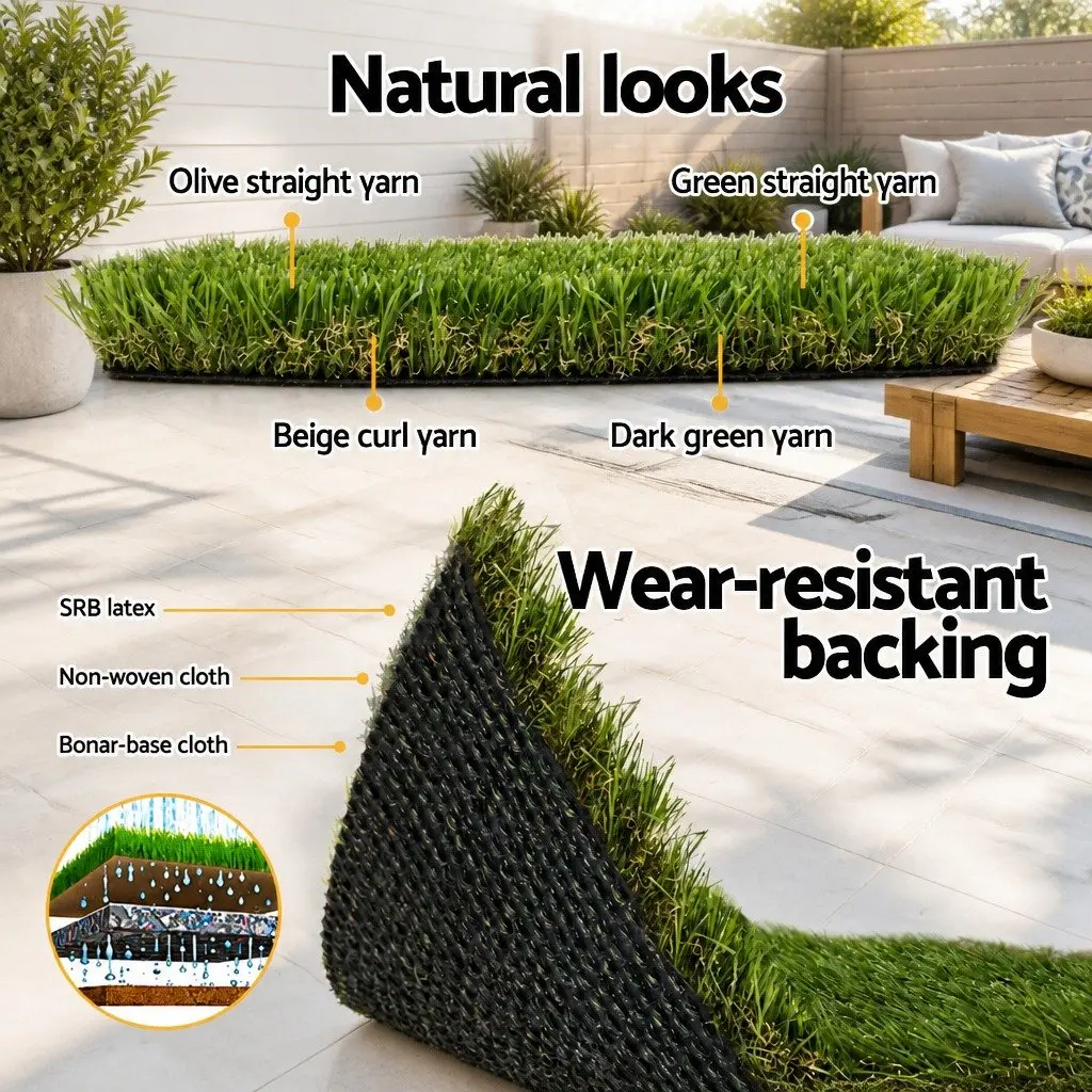 Synthetic Grass 30mm Artificial Turf Lawn 2m x 5m Fake Plant Garden Landscape