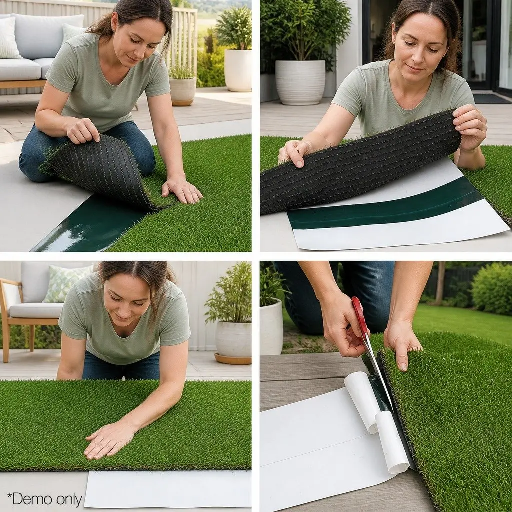Artificial Grass Tape Olive 15cm x 10m Self-Adhesive Non-Woven Fabric for Joining Synthetic Turf