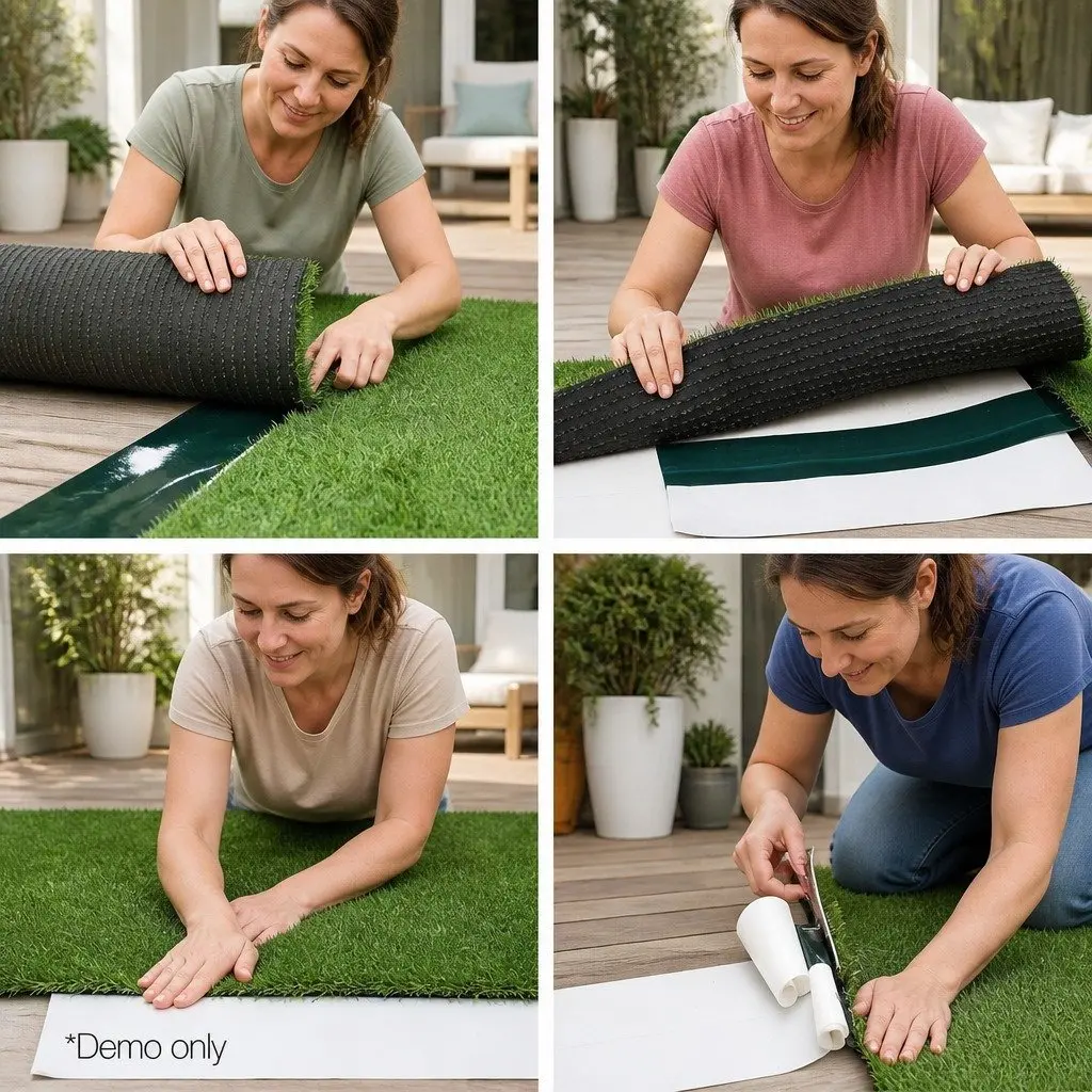 Artificial Grass Tape Olive 15cm x 10m Self-Adhesive Non-Woven Fabric for Joining Synthetic Turf
