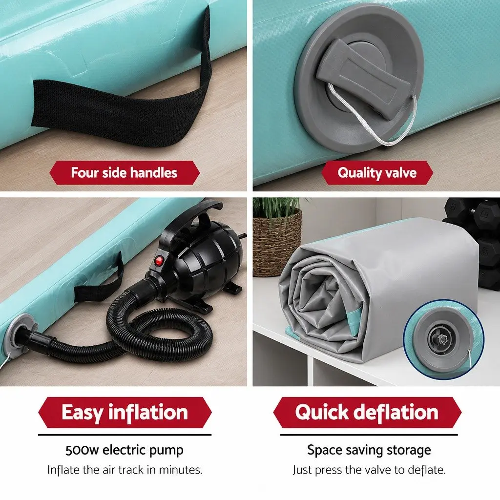 Air Track Mat Mint 3M Inflatable Gymnastics Tumbling Exercise Mat with Electric Pump