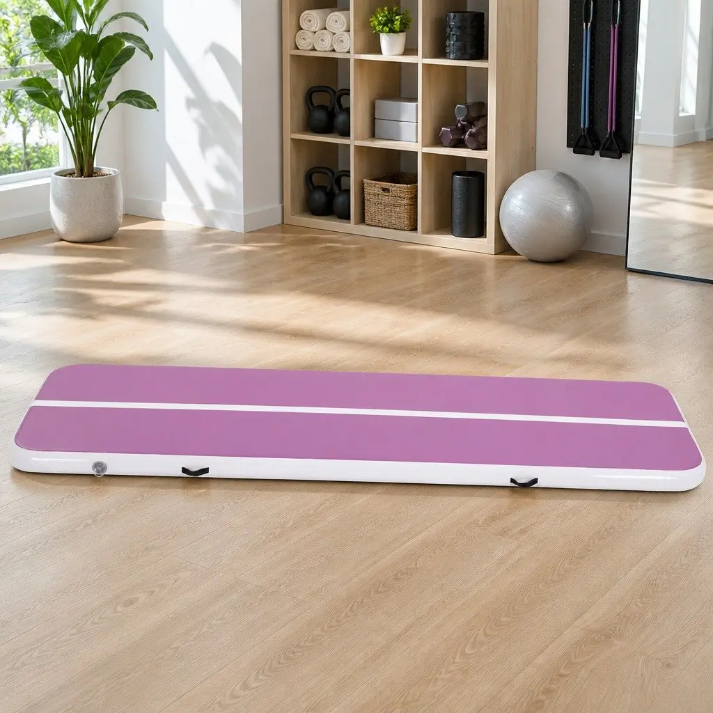 Air Track Mat Purple 300cm Inflatable for Gymnastics Tumbling Yoga with Electric Pump