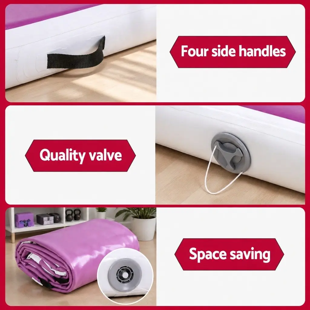 Air Track Mat Purple 300cm Inflatable for Gymnastics Tumbling Yoga with Electric Pump
