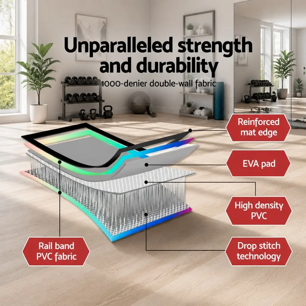 Air Track Gymnastics Mat Inflatable 3M Cushioned Landing Surface for Tumbling Yoga Training