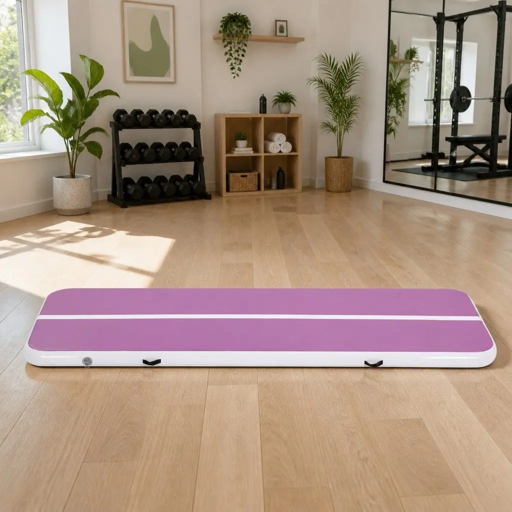 Air Track Mat Purple 3M Inflatable Cushioned Surface for Gymnastics Tumbling Cheerleading Training