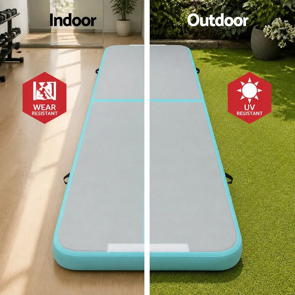 Inflatable Air Track Mat Black 4M Cushioned Surface for Gymnastics Tumbling Training Fitness Yoga