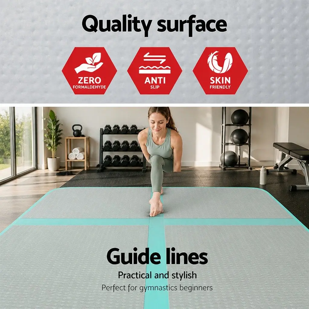 Inflatable Air Track Mat Black 4M Cushioned Surface for Gymnastics Tumbling Training Fitness Yoga