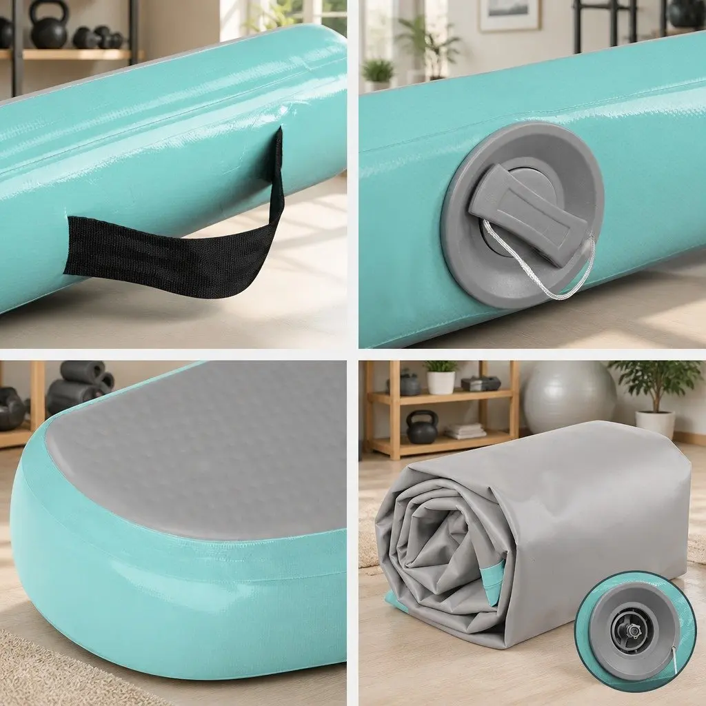Air Track Mat Grey 4M Inflatable Gymnastics Tumbling Floor Exercise Home Fitness Yoga