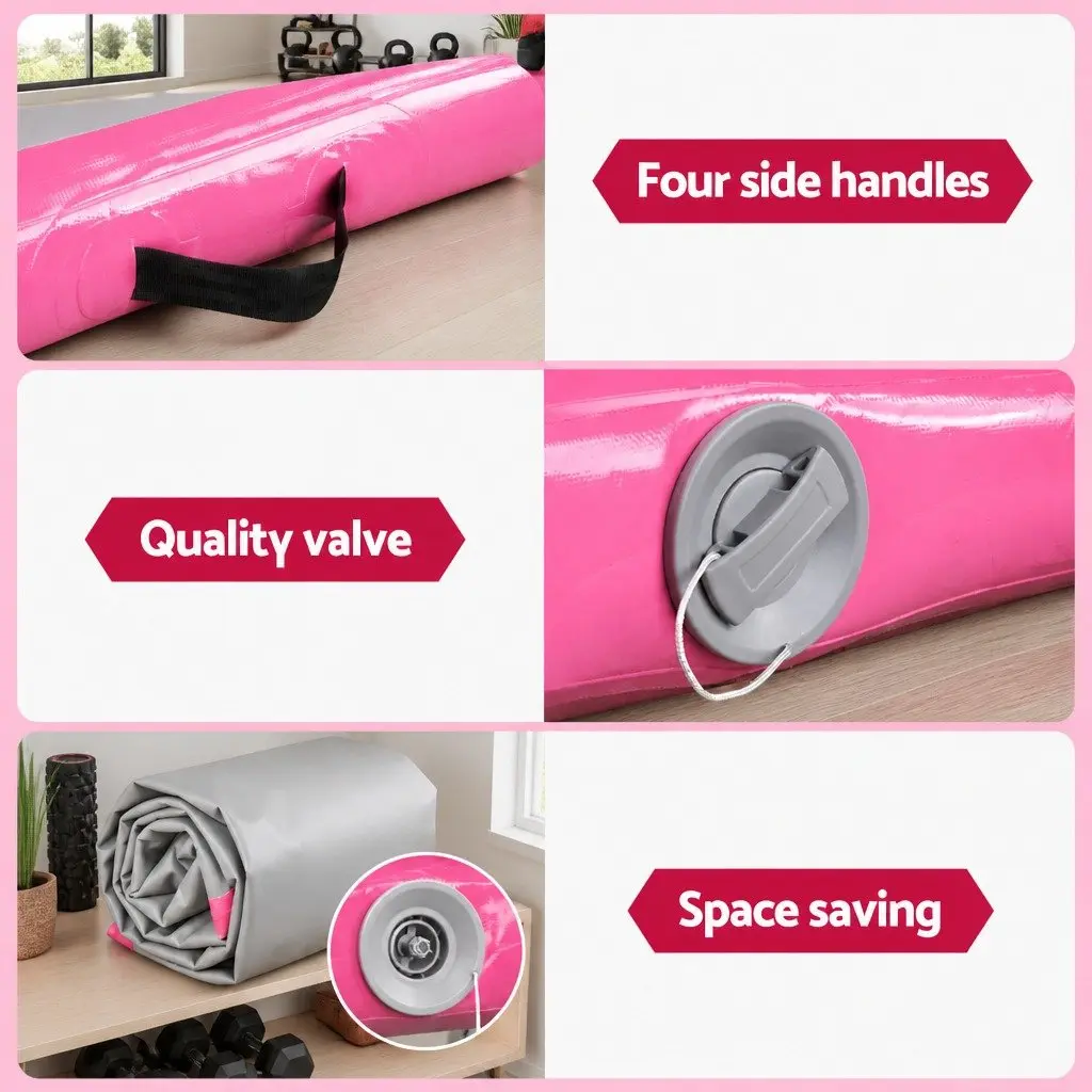 Air Track Gymnastics Mat Pink 4M Inflatable Cushioned Training Pad