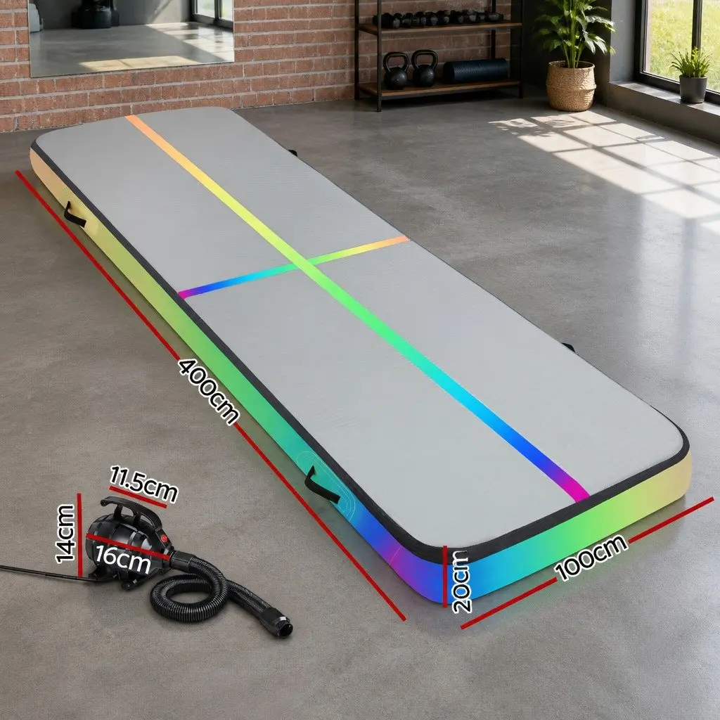 Air Track Mat Inflatable 4M Anti-Slip Double-Wall Fabric for Gymnastics Cheerleading Yoga Fitness Training