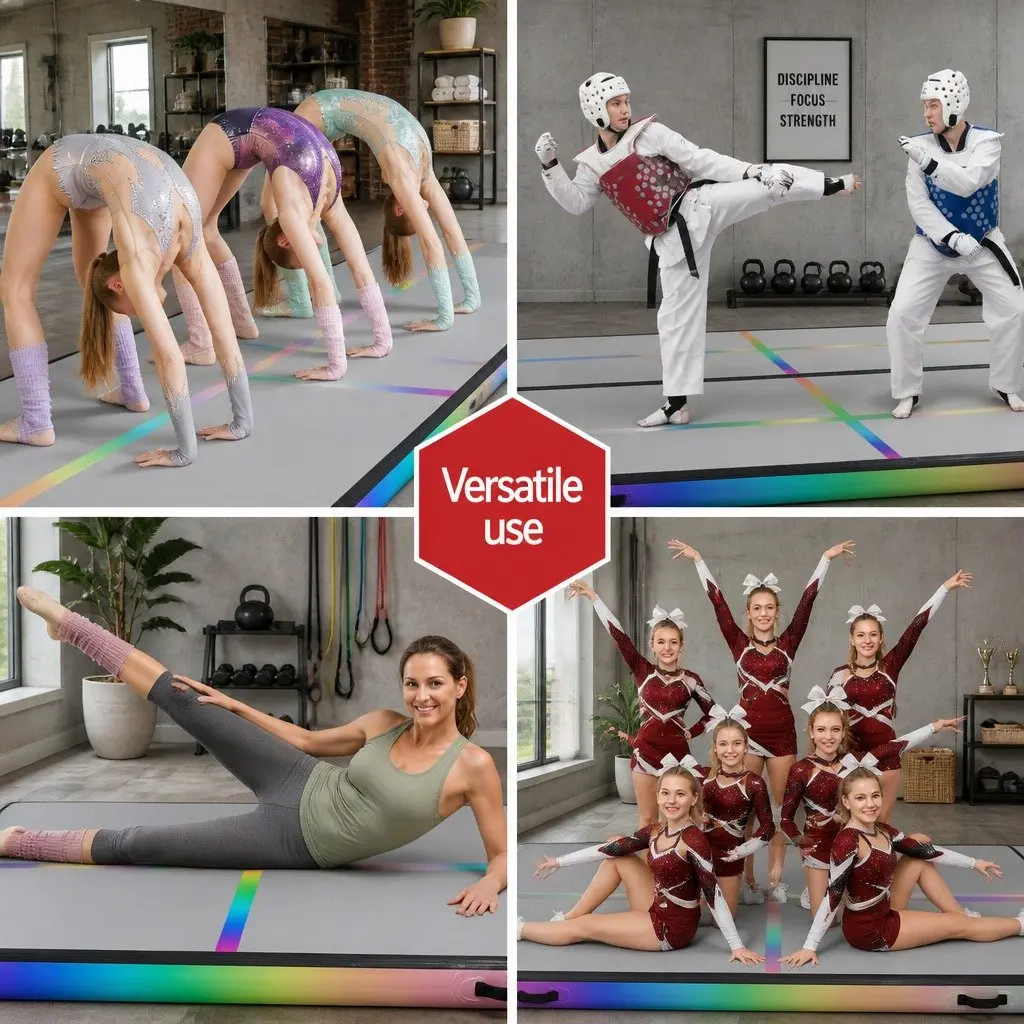 Air Track Mat Inflatable 4M Anti-Slip Double-Wall Fabric for Gymnastics Cheerleading Yoga Fitness Training