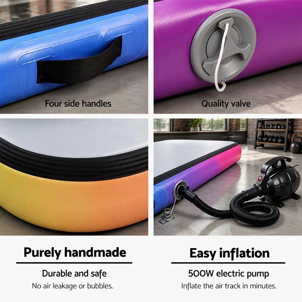 Air Track Mat Inflatable 4M Anti-Slip Double-Wall Fabric for Gymnastics Cheerleading Yoga Fitness Training