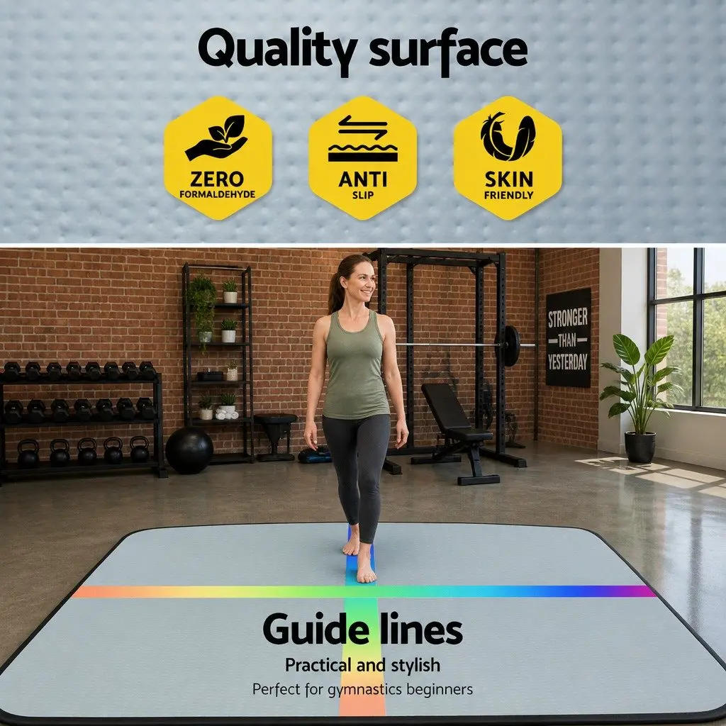 5M Air Track Gymnastics Mat Inflatable Exercise Training Anti-Slip Surface