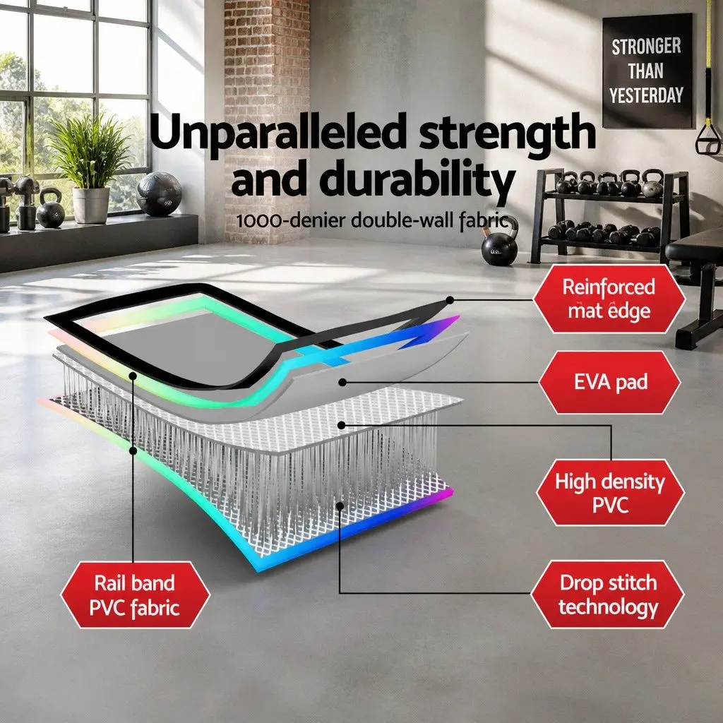 5M Air Track Gymnastics Mat Inflatable Exercise Training Anti-Slip Surface