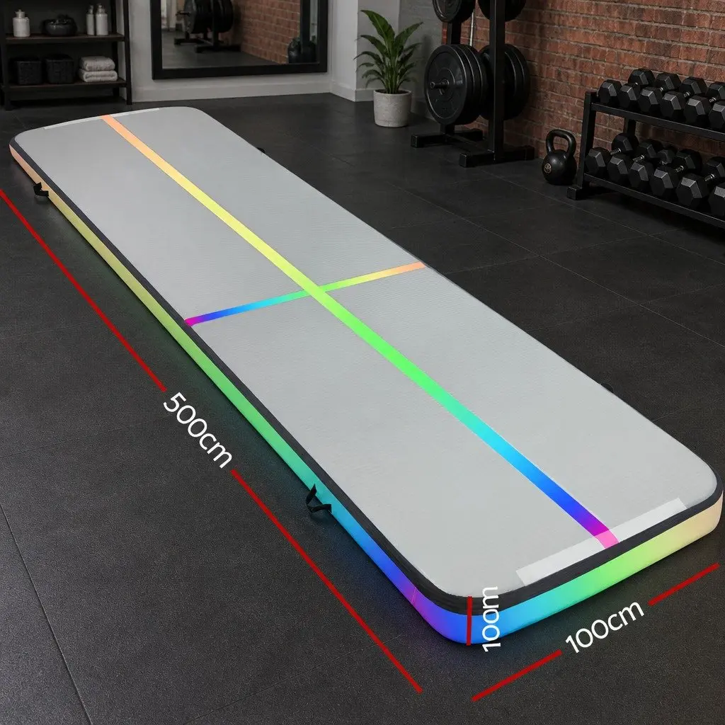 Air Track Inflatable Tumbling Mat Multiple Colours 5M Cushioned Surface for Gymnastics Yoga Fitness Training