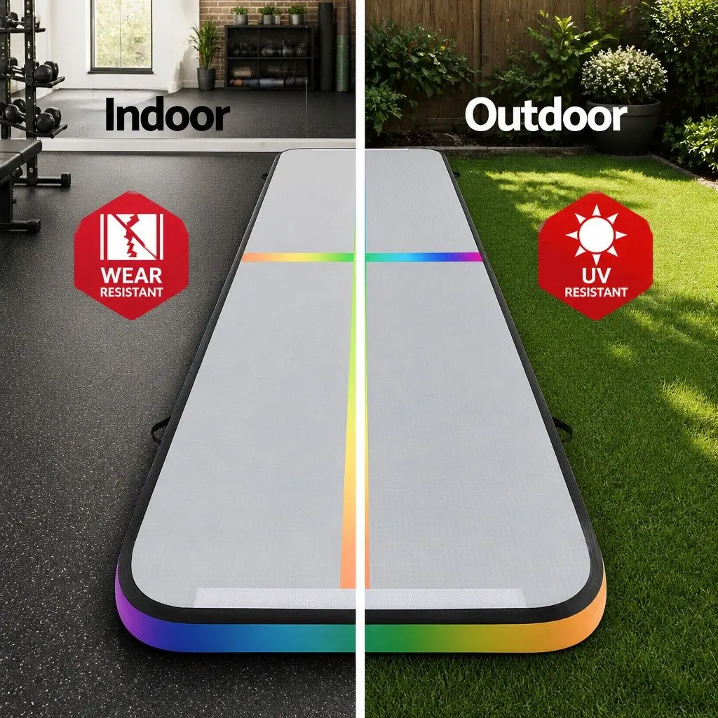 Air Track Inflatable Tumbling Mat Multiple Colours 5M Cushioned Surface for Gymnastics Yoga Fitness Training
