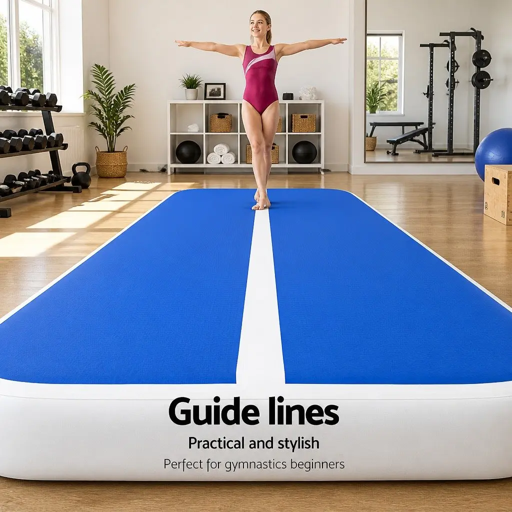 Inflatable Air Track Mat Blue 5M 20cm Thick Gymnastics Tumbling Training Landing Platform