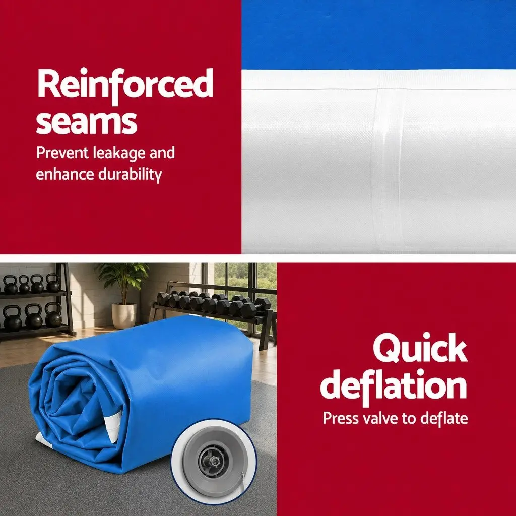 Inflatable Air Track Mat Blue White 5m x 1m 20cm Thick Gymnastic Tumbling Exercise Bouncy