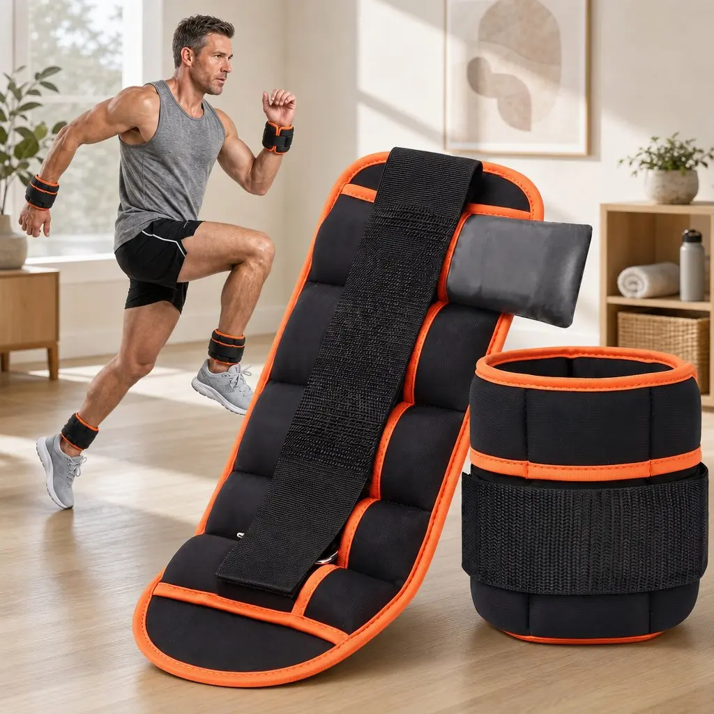 Adjustable Ankle Weights Black 34.5L x 14W cm Removable Sandbags for Home Gym