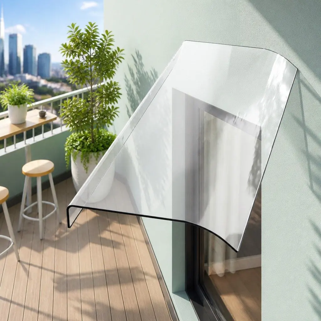 Window Door Awning 0.4mx1m Transparent PET Polycarbonate Sheet UV Rain Resistant
