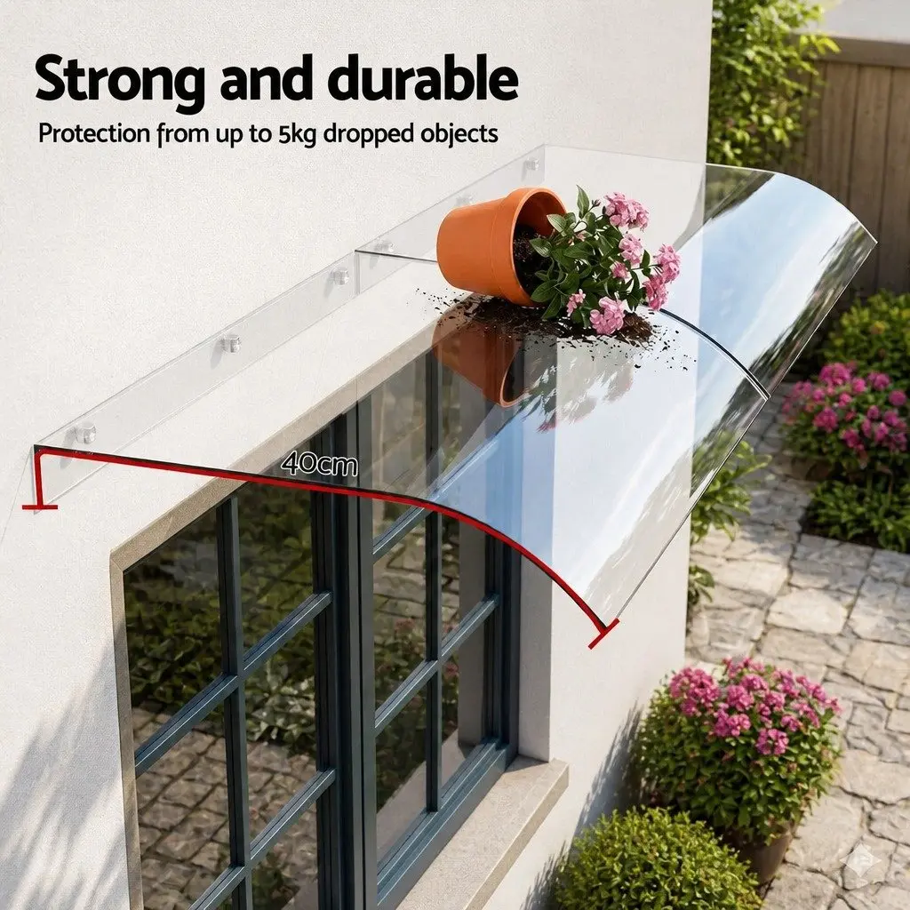Awning Transparent 0.4m x 2m Polycarbonate Sheet UV Rain Protection