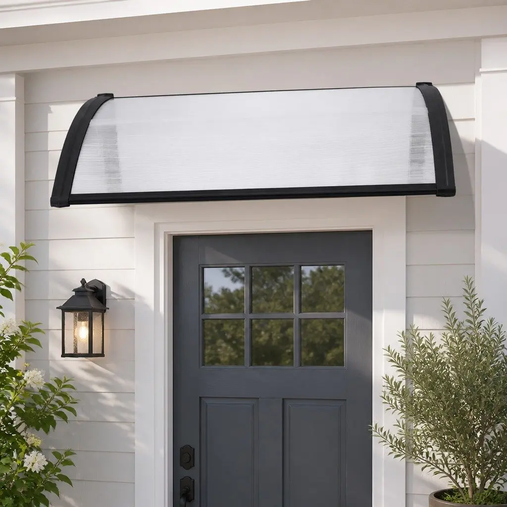 Window Door Awning Transparent 0.8M x 1M PC Panel Canopy UV Rain Resistant
