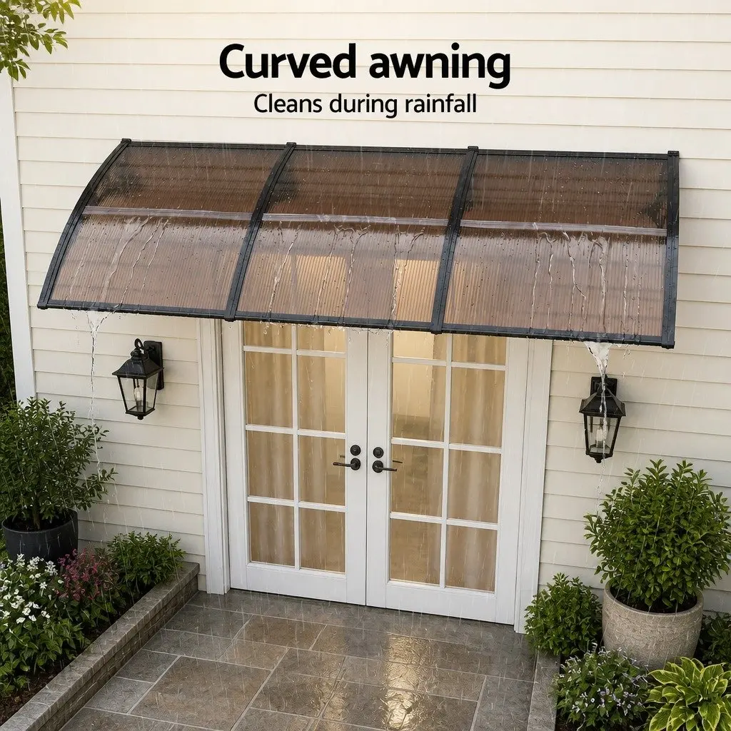 Window Door Awning Brown 0.8m x 3m Polycarbonate Canopy
