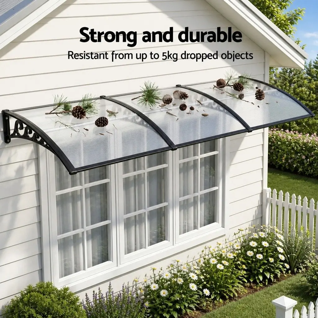 Window Door Awning 0.8mx3m Transparent PC Panel Canopy Balcony Cover