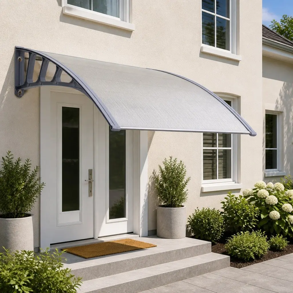 Awning Canopy Clear Panel 1.5M x 2M Grey Frame UV and Rain Resistant Outdoor Shade