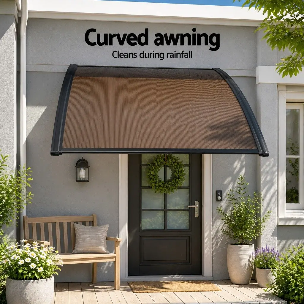 Awning Brown 1.5m x 4m Outdoor Shade UV and Rain Resistant Panel with Black Frame