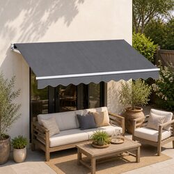 Compact 3M X 2M Grey Retractable Awning for Shade