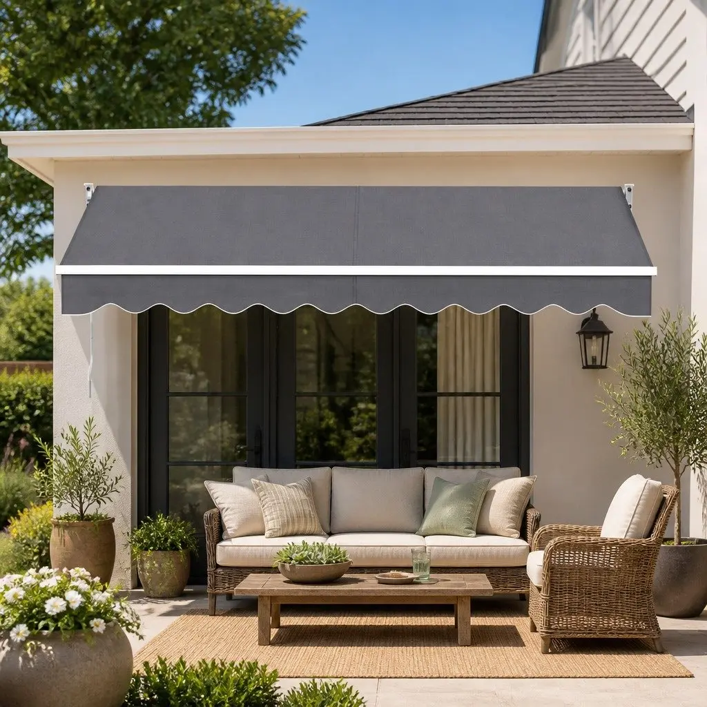 3M X 2M Grey Retractable Awning for Shade