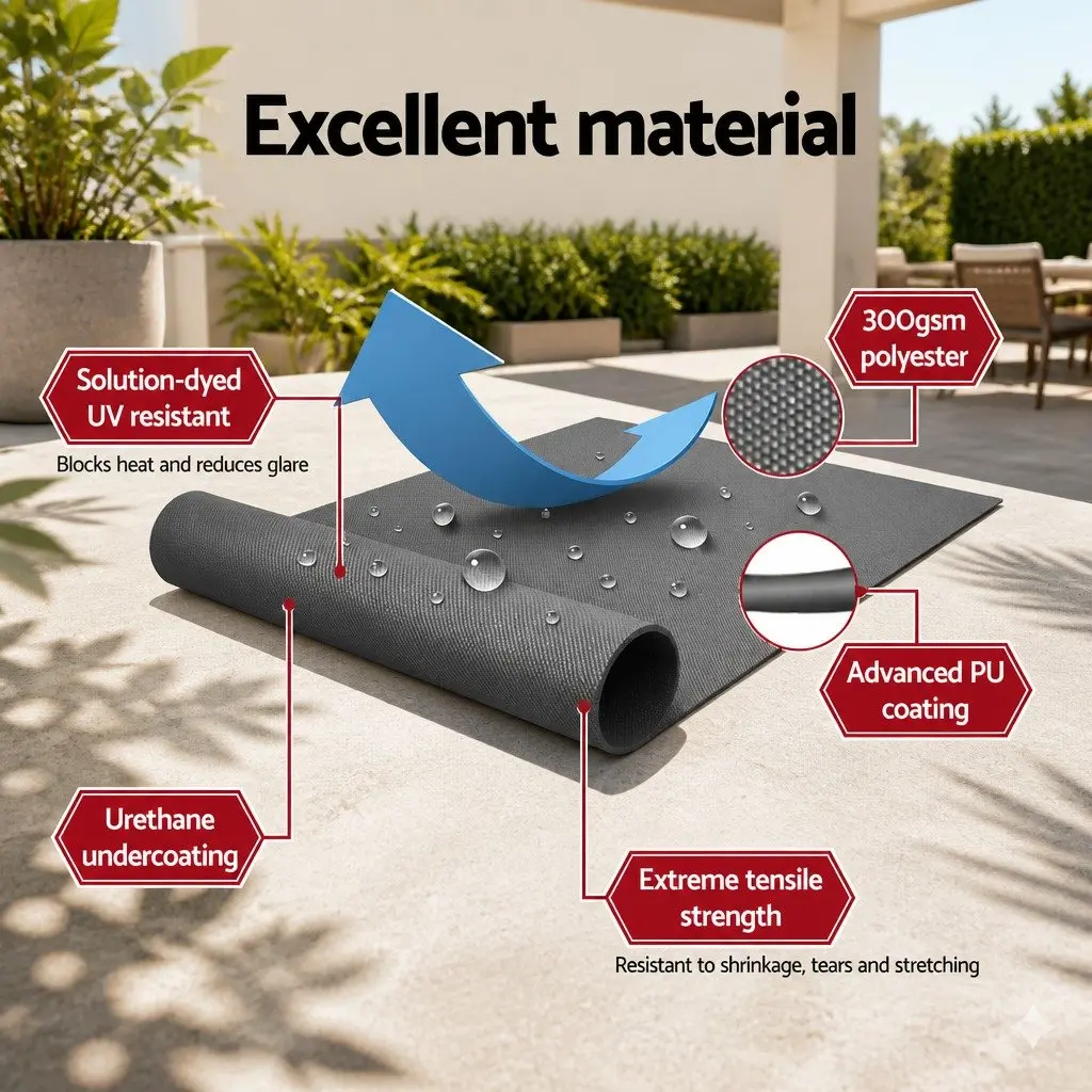 3M X 2M Grey Retractable Awning for Shade
