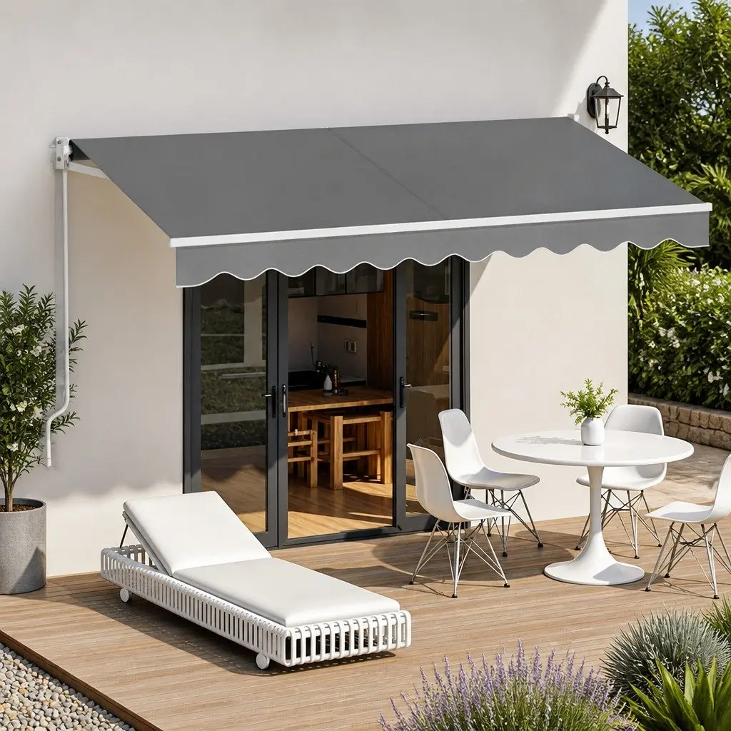 3M X 2M Grey Retractable Awning for Shade