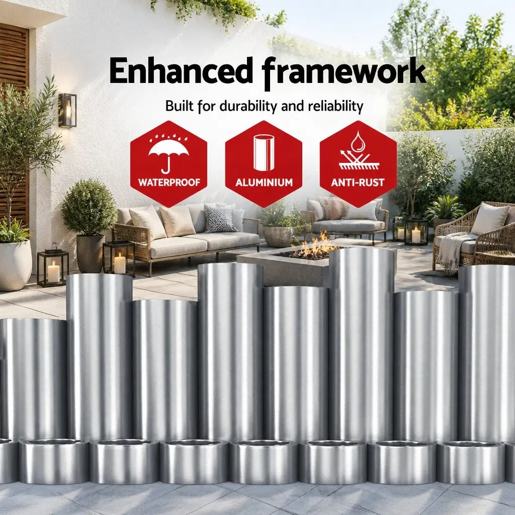Folding Arm Awning Grey 3m x 2.5m Manual Retractable Sunshade Outdoor Patio Garden