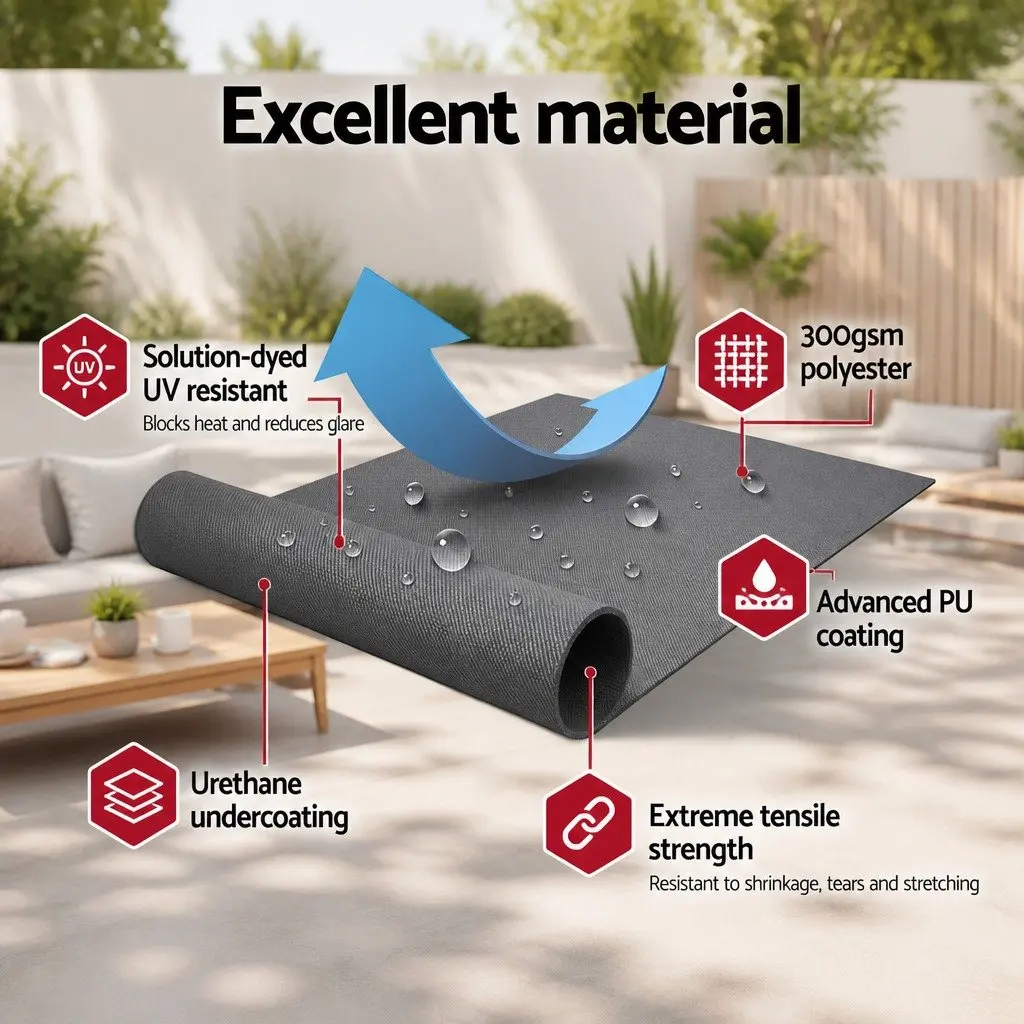 Retractable Folding Arm Awning Manual Sunshade 3.5M x 3M Grey Outdoor