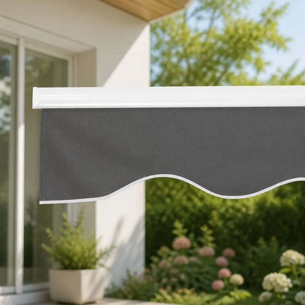 Folding Arm Awning Grey 4.5m x 3m Manual Retractable Sunshade for Patio Garden