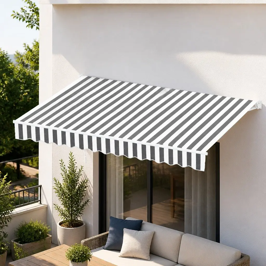 Folding Arm Awning 4.5m x 3m in Grey Shade