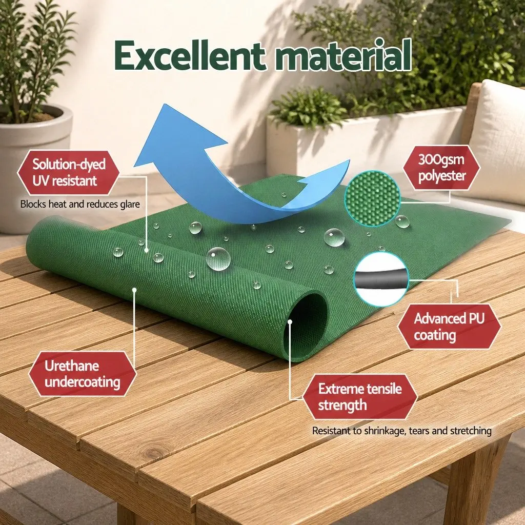 Folding Arm Awning Dark Green 5m x 3m Retractable Manual Hand Crank Sunshade