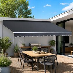 Compact Folding Awning for Patios 5m x 3m Grey