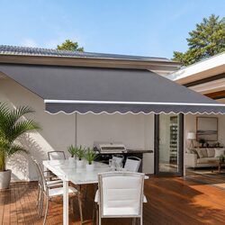 Retractable Folding Arm Awning Motorised Sunshade 2.5M x 2M Grey Patio Garden