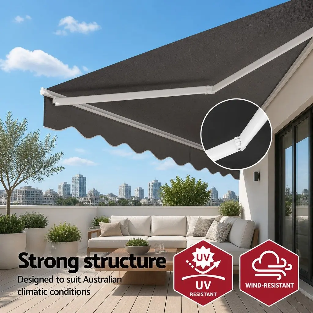 3M x 2M Grey Awning with Remote Control