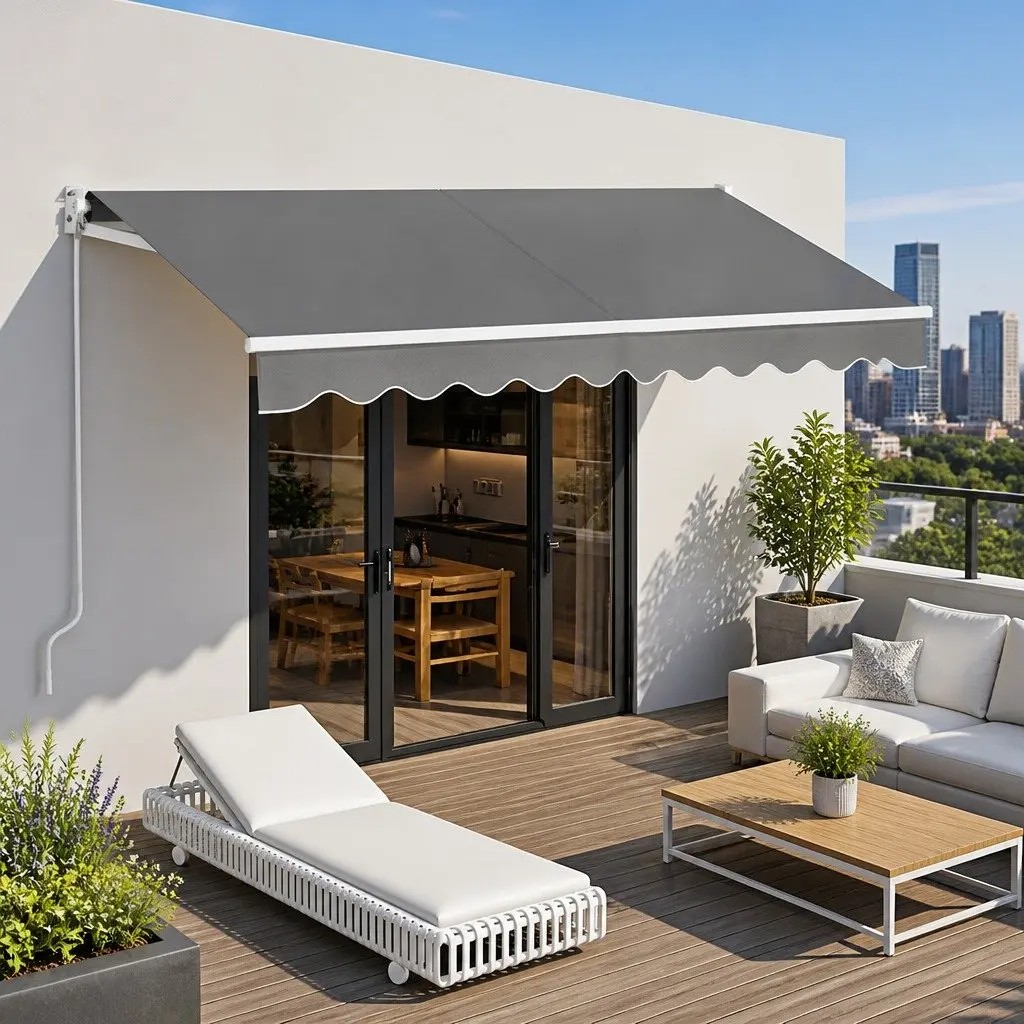 3M x 2M Grey Awning with Remote Control