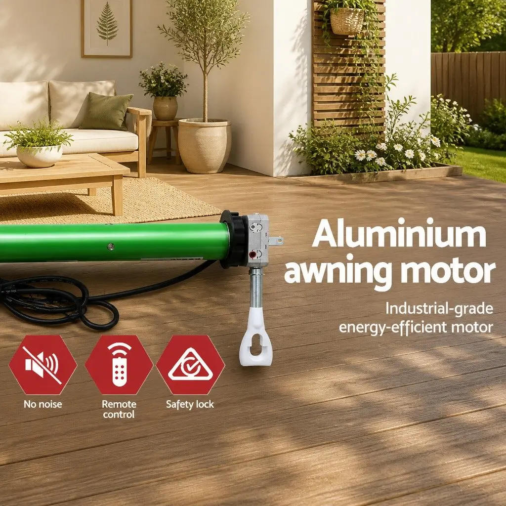 Folding Arm Awning Grey 4m x 3m Motorised Remote Control UV Resistant Water Resistant