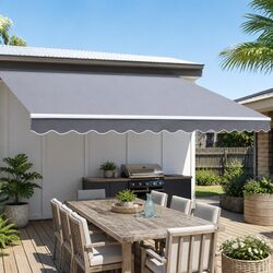 Retractable Folding Arm Awning Motorised 4M x 3M Sunshade Patio Garden Exterior