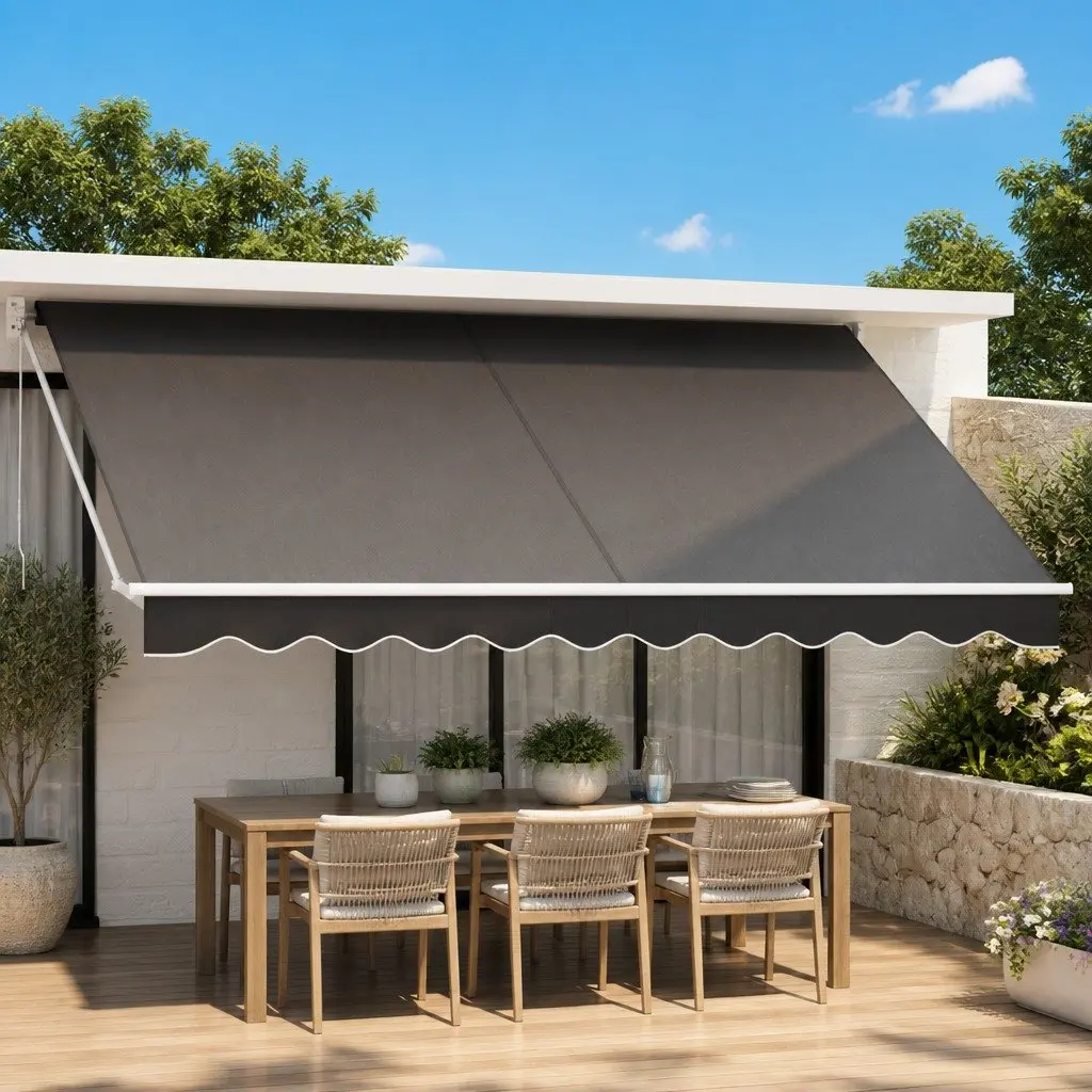 Motorised Awning 4.5m x 3m Grey for Outdoor Use