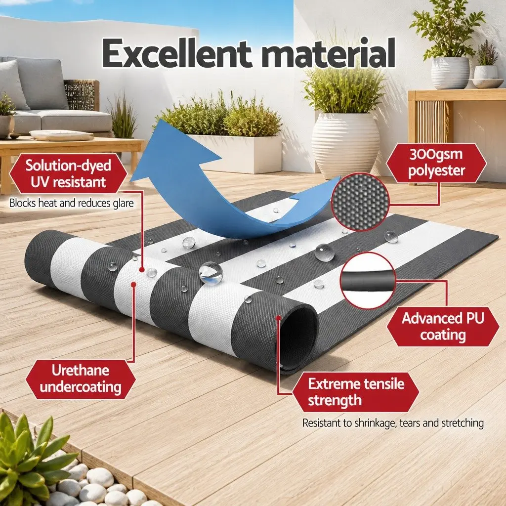 Motorised Retractable Folding Arm Awning Grey 4.5m x 3m Remote Control UV Resistant Water Resistant
