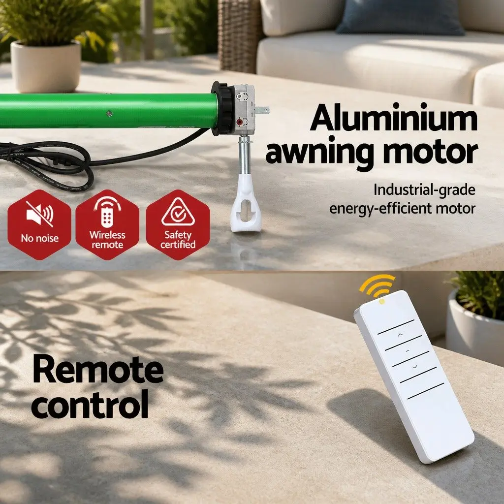 Folding Arm Awning Motor Green 230V Remote Control 40NM Overheating Protection