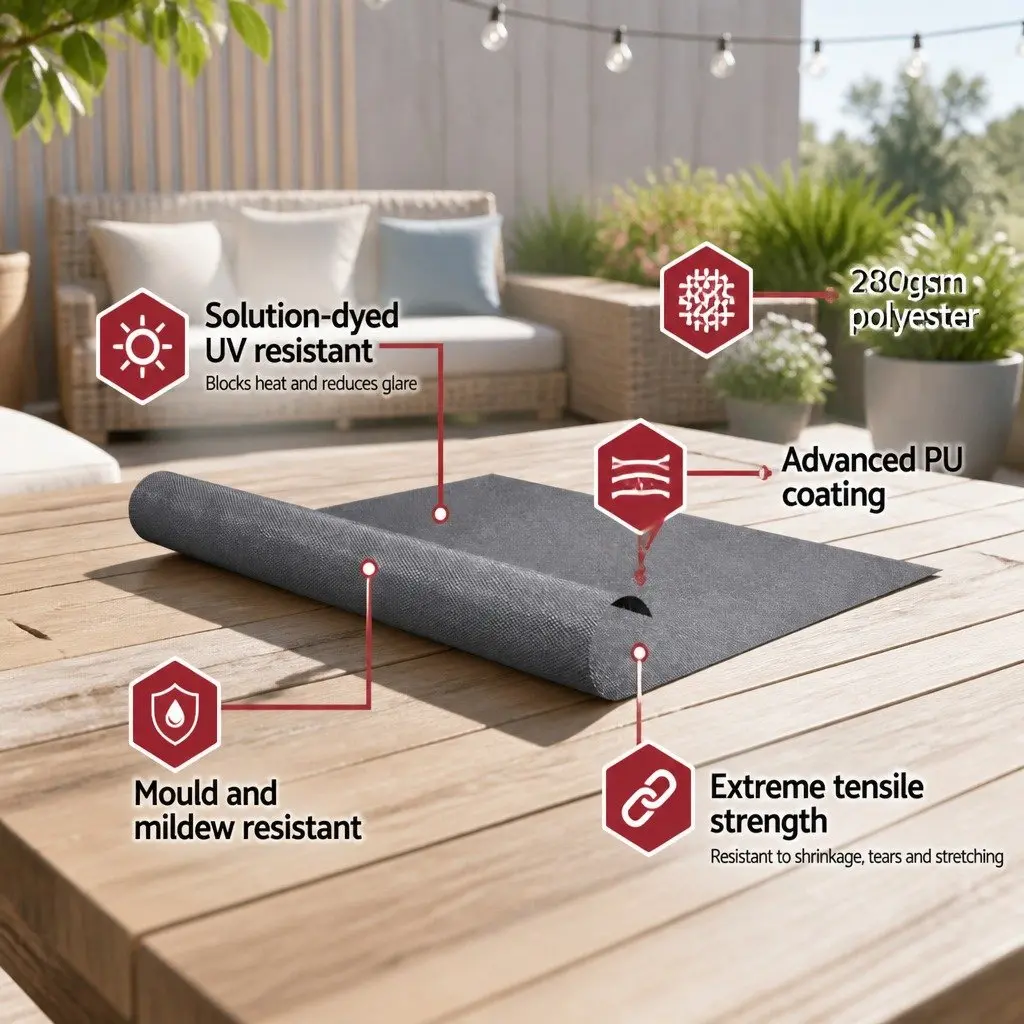 Retractable Awning Grey 2.1X2.1M Polyester Fabric UV Resistant Hand Crank Operation