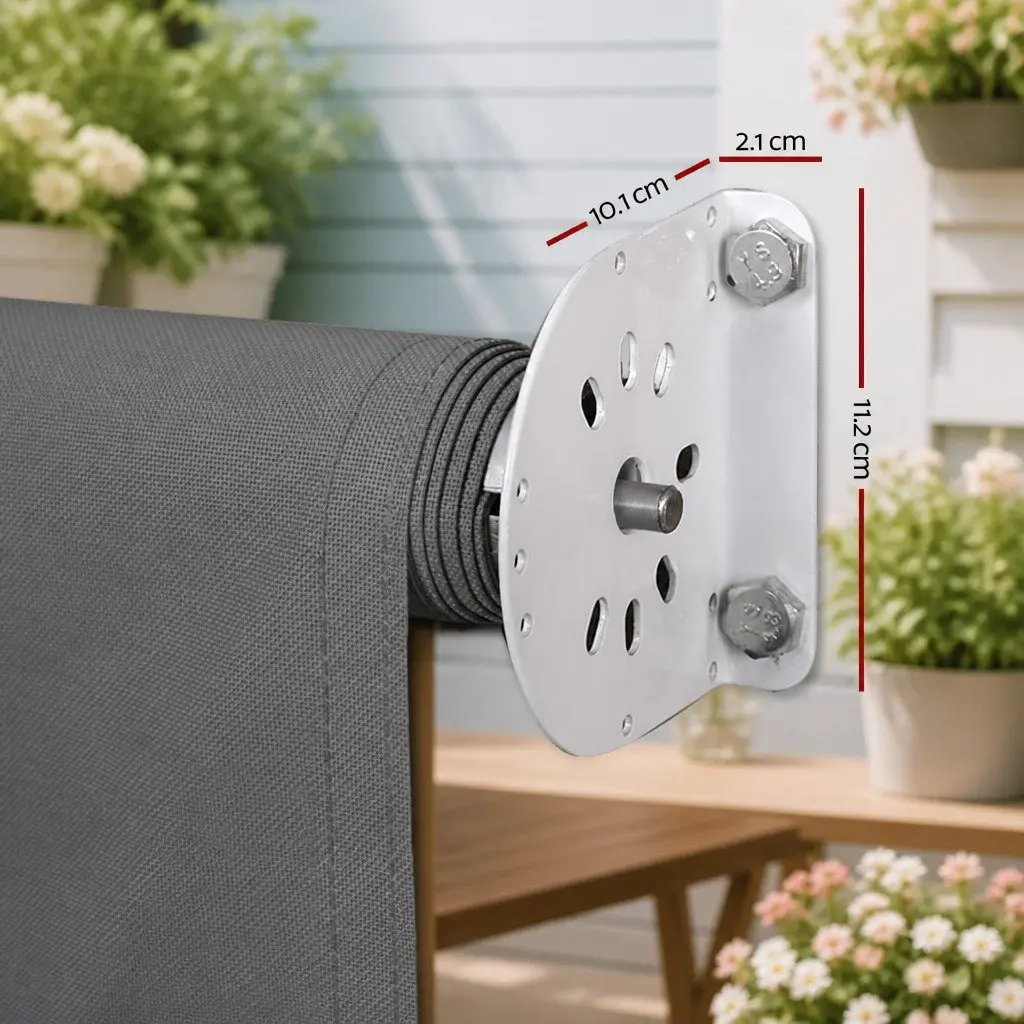 Retractable Awning Grey 3.1m x 2.1m Polyester Fabric UV Resistant Hand Crank Operation